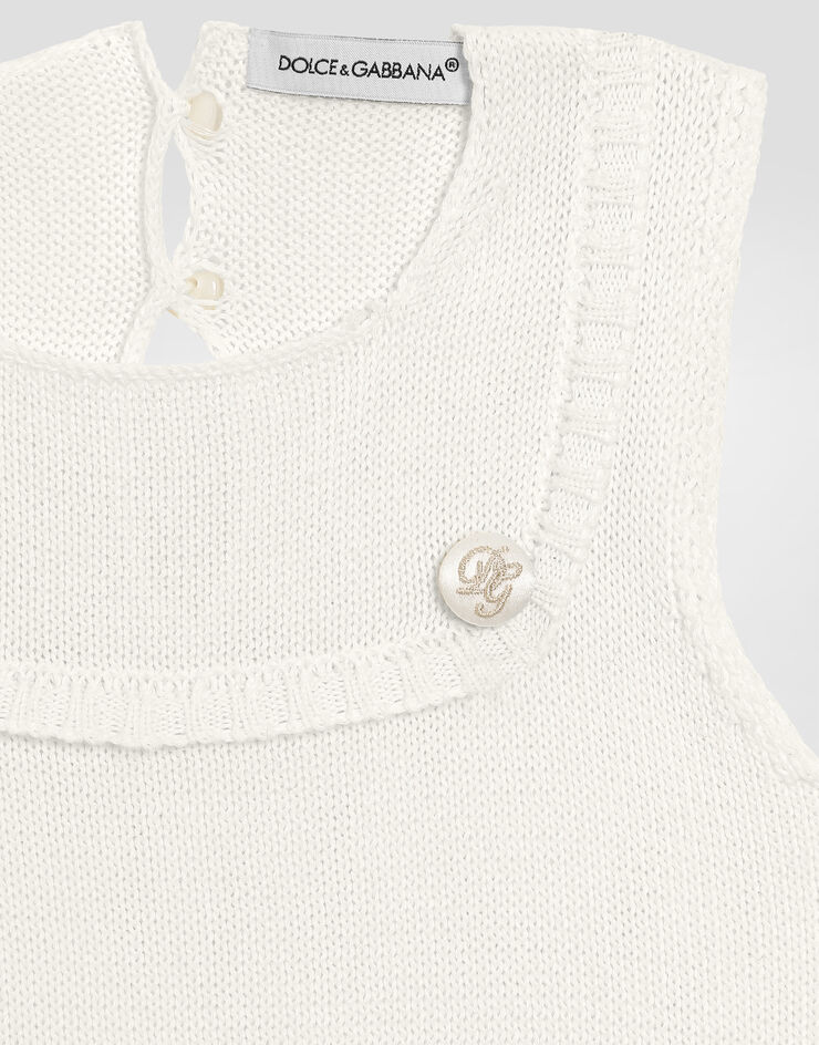 Dolce & Gabbana Barboteuse en maille travaillée au point losange White L1KO08JBCGA