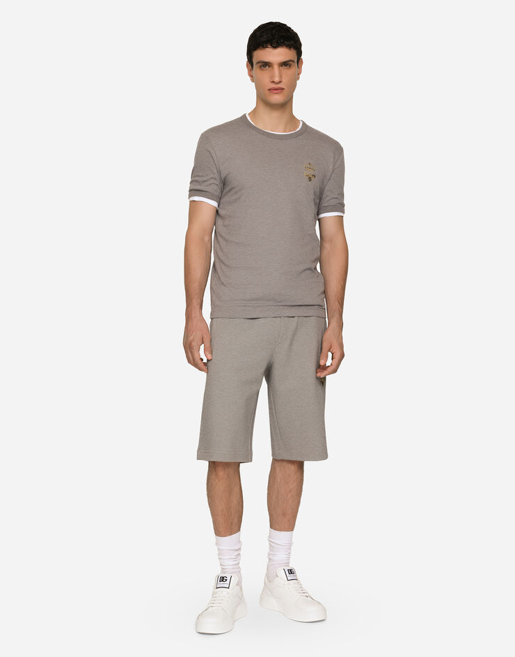 Dolce&Gabbana Jersey jogging shorts with embroidery Grey GVF8AZHU7H9