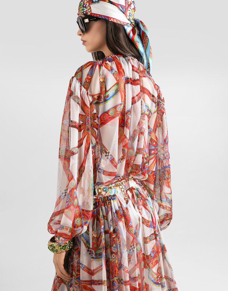 Dolce & Gabbana Carretto-print chiffon top Multicolor F7BR1TIS13V