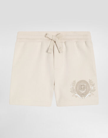 Dolce & Gabbana Fleece shorts with DG logo Azure L13Q60FR50R
