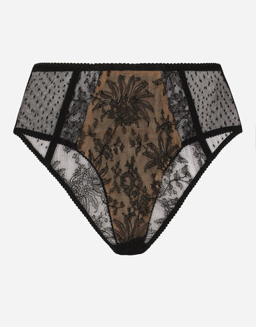 Dolce & Gabbana High-waisted plumetis lace panties Black O2C71TONO24