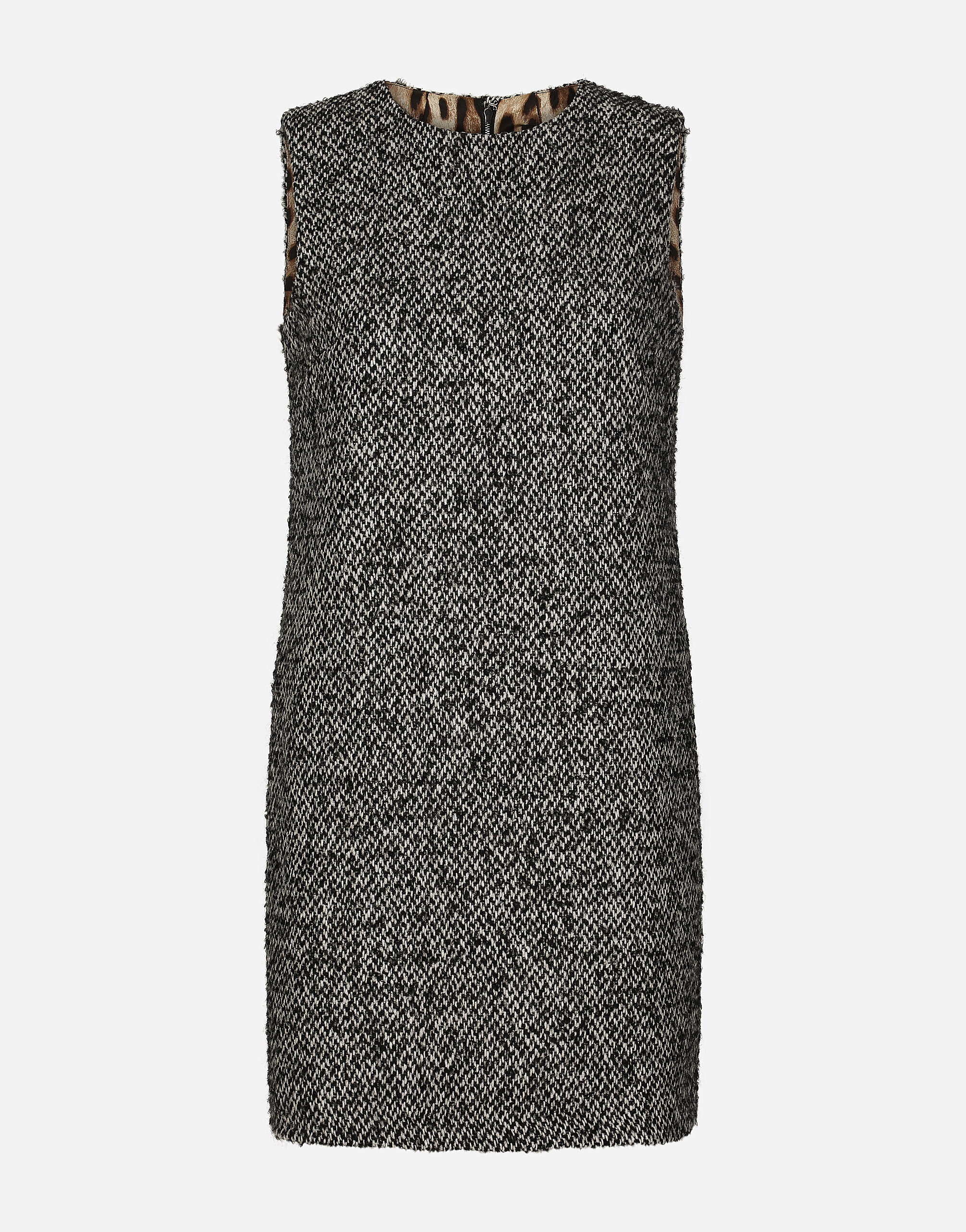 Short speckled tweed A line dress in Multicolor for