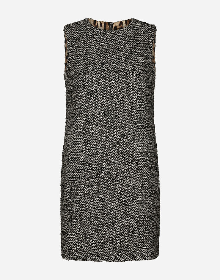 Dolce & Gabbana Short speckled tweed A-line dress Multicolor F6ZN8TFMMHC
