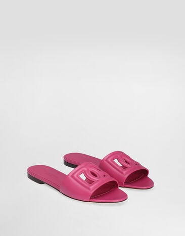 Dolce & Gabbana Calfskin slides with DG logo Lilac CQ0436AY329