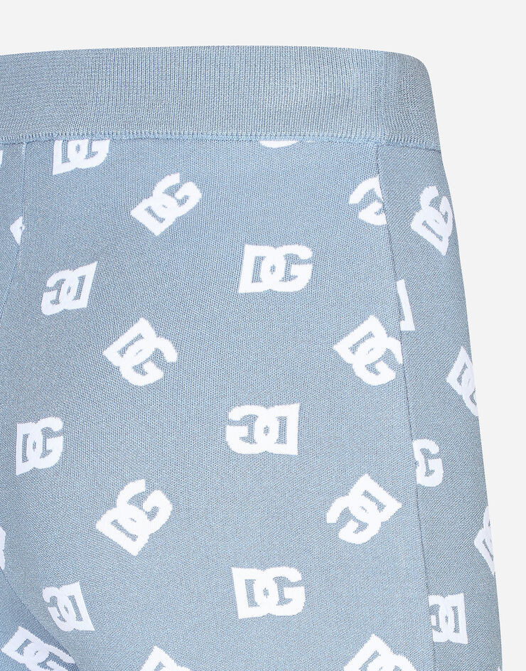 Dolce & Gabbana Leggings de viscosa con logotipo DG en jacquard Azul Claro FXI13TJFMGT