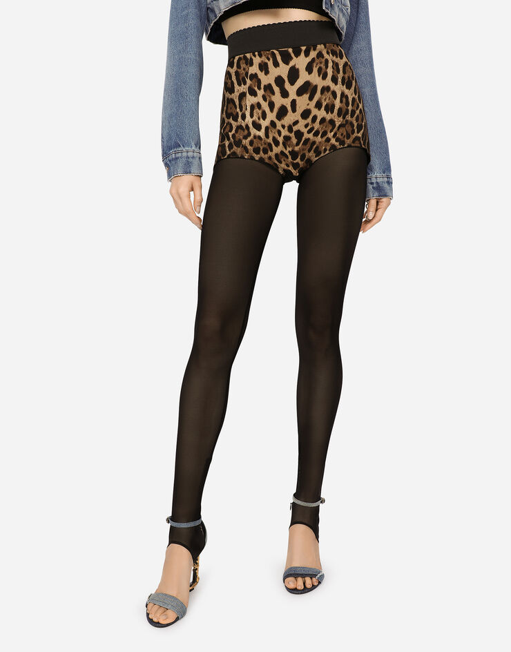 Dolce & Gabbana High-waisted charmeuse panties with leopard print ANIMAL PRINT FTAG1TFSADD