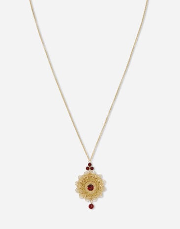 Dolce & Gabbana Lace pendant in 18-karat yellow gold with rhodolite garnets Gold WAJP1GWROD1