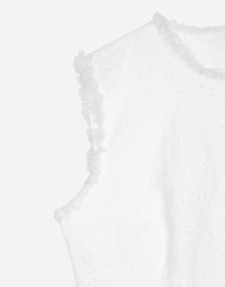 Dolce & Gabbana Short cotton raschel tweed dress White F6JKDTHUMT9
