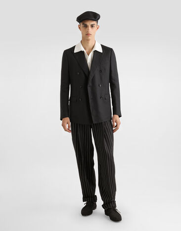 Dolce & Gabbana Pantalon double pince en lin mélangé à rayures tennis Multicolore GP10DTFR3F0