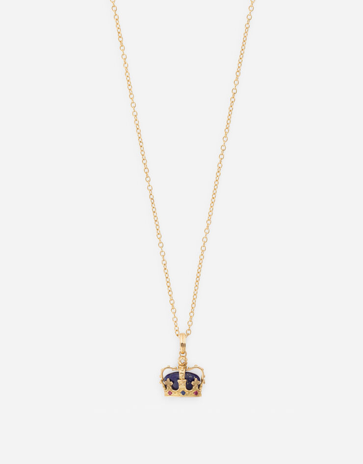 Dolce & Gabbana Crown yellow gold pendant with lapis lazuli Yellow gold WAKK1GWLAP1