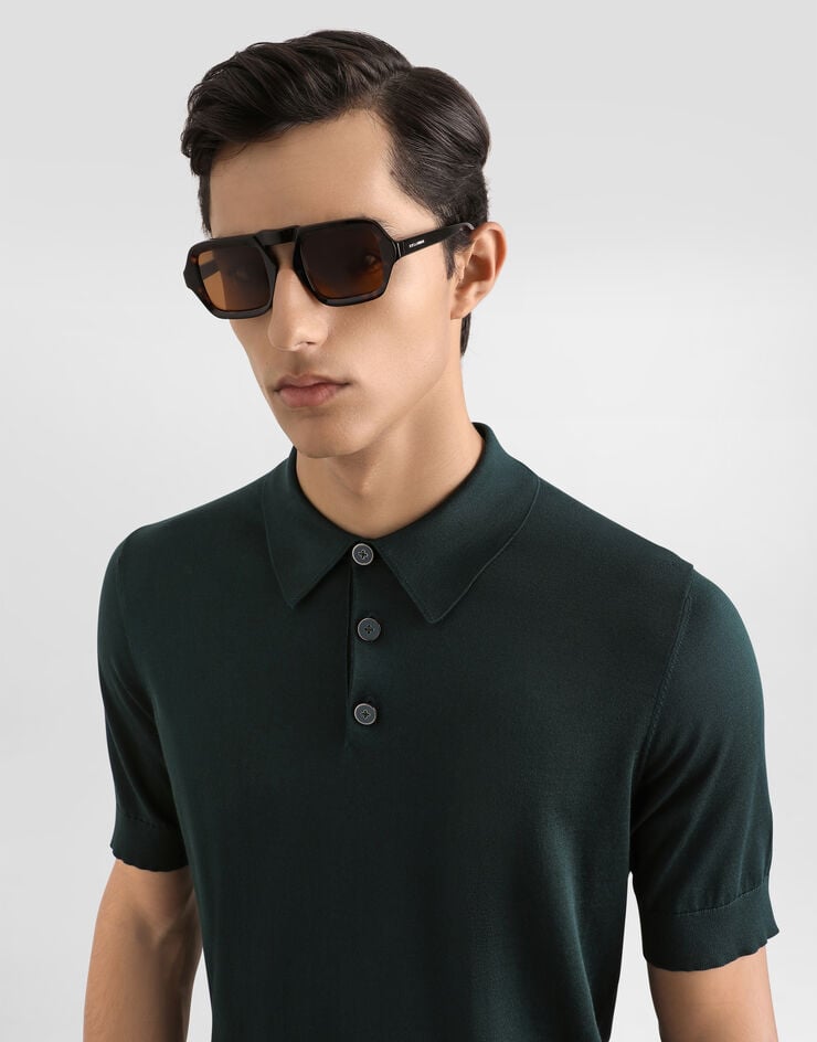 Dolce & Gabbana Silk polo shirt Green GXZ02ZJBSO5