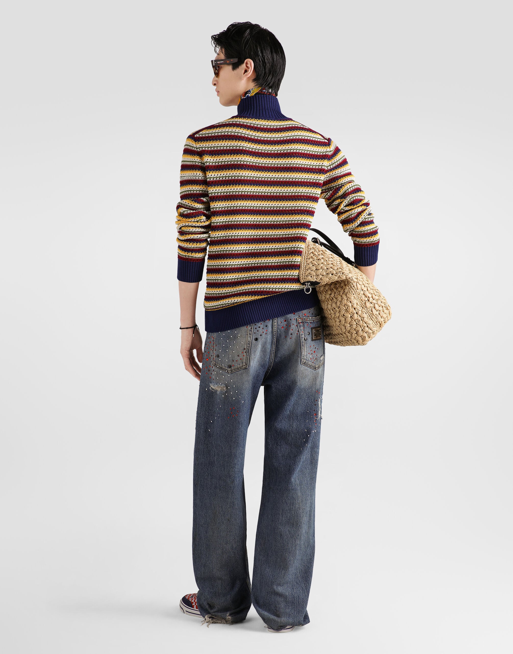 マルチカラーのメンズ Striped cotton polo shirt | Dolce&Gabbana®