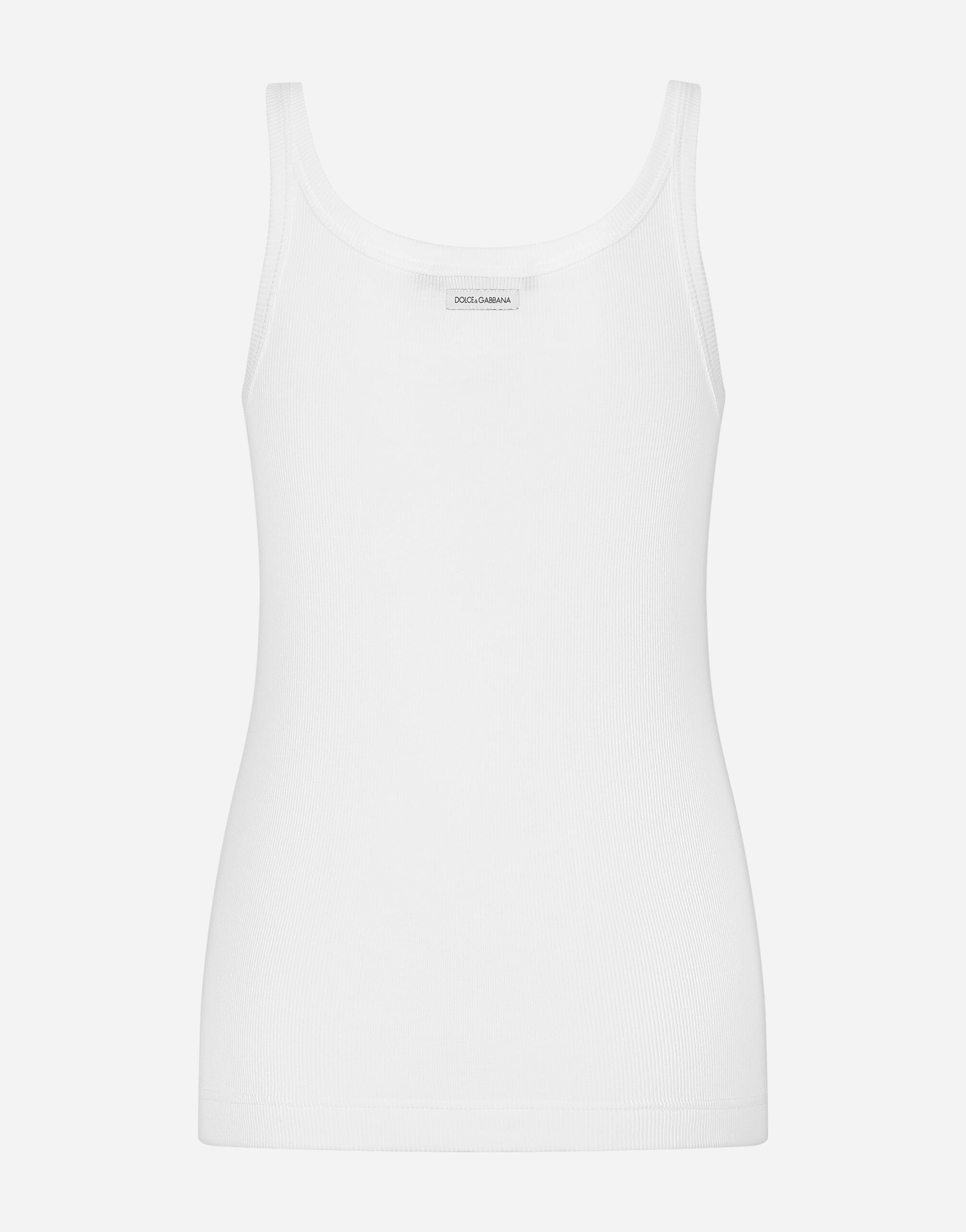 Tシャツ・カットソー DOLCE  GABBANA Women Tunic Tops F8M68ZGDB9O W0800 WHITE Cropped jersey T-shirt with DG logo in White for Women