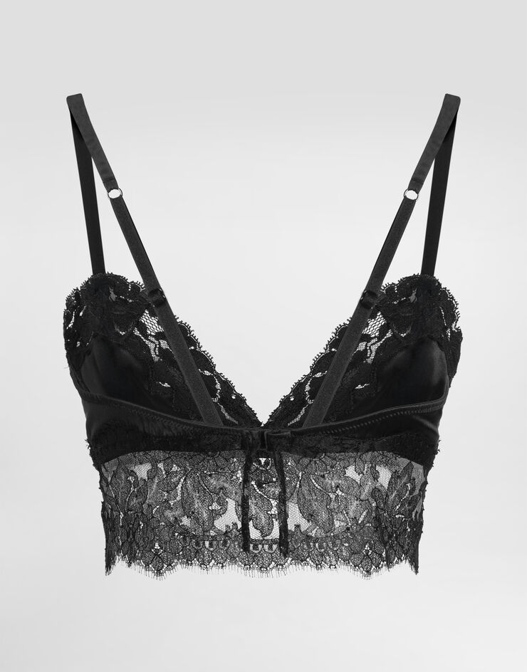 Dolce & Gabbana Bralette-Top aus Satin mit Spitze Schwarz O1C26TON07Q
