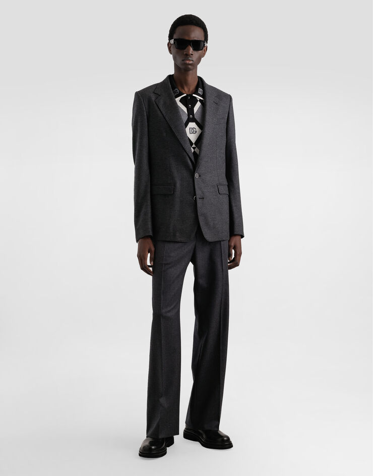 Dolce & Gabbana Single-breasted taormina wool jersey jacket Grey G2UQ3THU7VA
