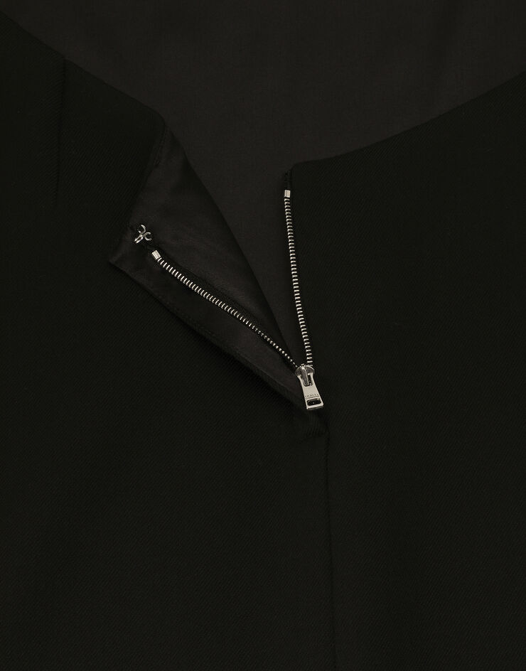 Dolce & Gabbana Abito corto in tela di lana con scollatura su schiena Nero F6JEDTFUBGE