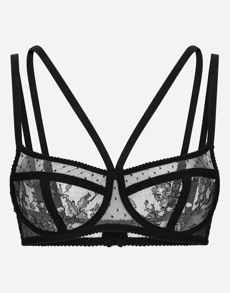 Lace balconette bra in Black for