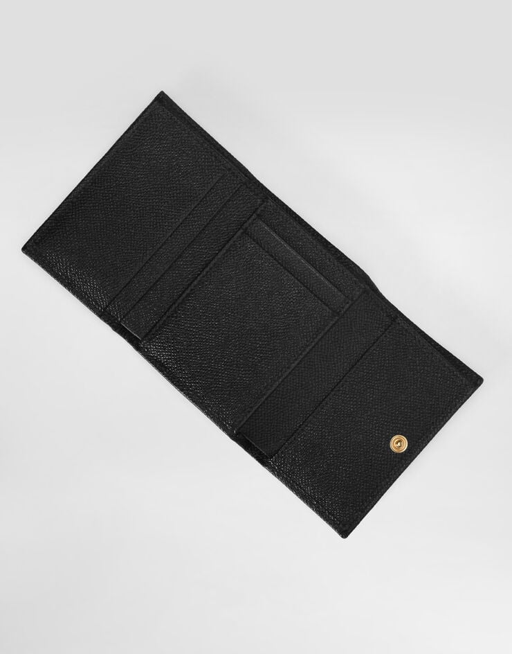Dolce & Gabbana Portefeuille en cuir de veau Dauphine avec plaquette à logo Noir BI0770A1001