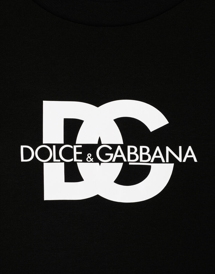 Dolce & Gabbana DG 로고 프린트 반소매 티셔츠 블랙 G8PN9TG7M1C