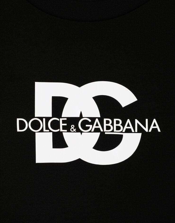 Dolce & Gabbana تيشيرت بأكمام قصيرة وطبعة شعار DG أسود G8PN9TG7M1C