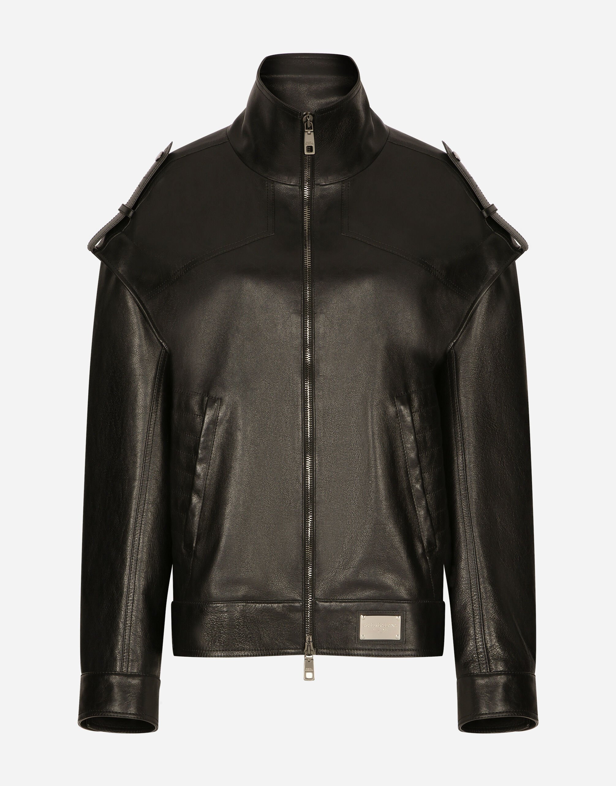 Dolce & Gabbana Oversize-Jacke aus Stierleder Schwarz VG6186VN187