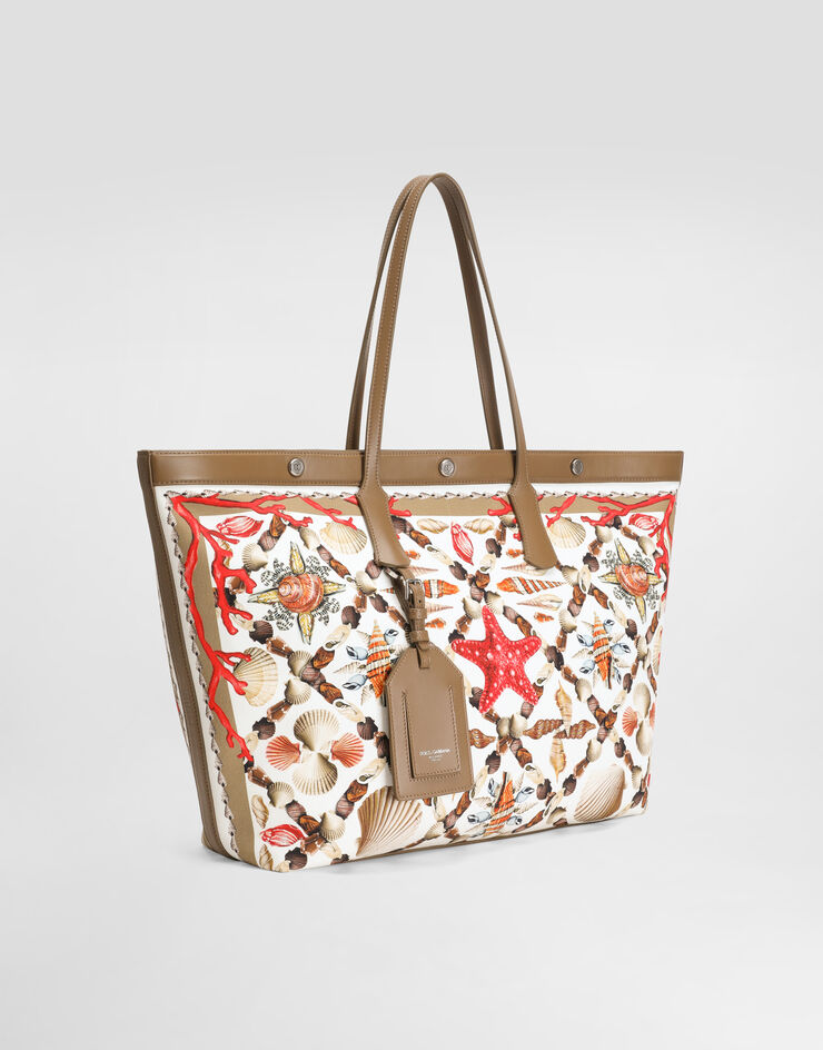 Dolce & Gabbana Shell-print canvas and calfskin atene shopping bag Multicolor BM7806AG665