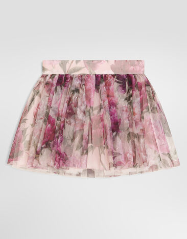 Dolce & Gabbana Peony-print tulle skirt Multicolor L26I19G7QZW