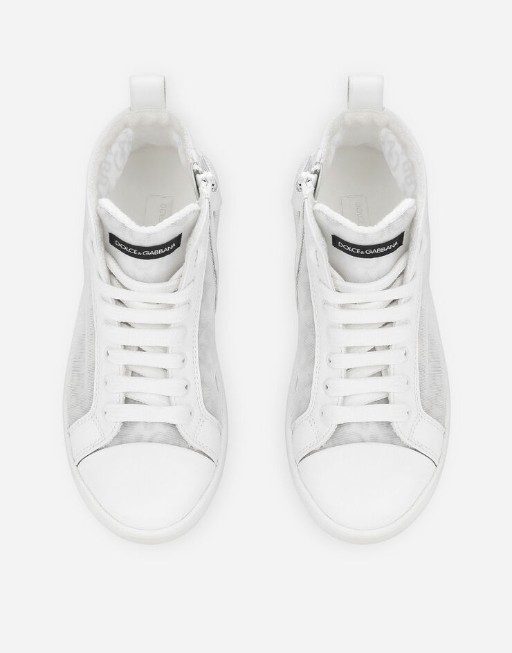 Dolce & Gabbana Zapatilla alta de malla con logotipo Dolce&Gabbana estampado Blanco DA5253AU093