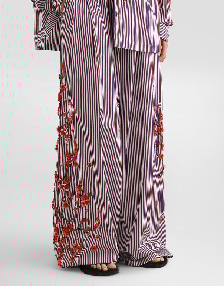 Dolce & Gabbana Cotton vanity trousers with embroidery and piping Dolce & Gabbana Cotton vanity trousers with embroidery and piping Multicolor GP1N9ZGK177