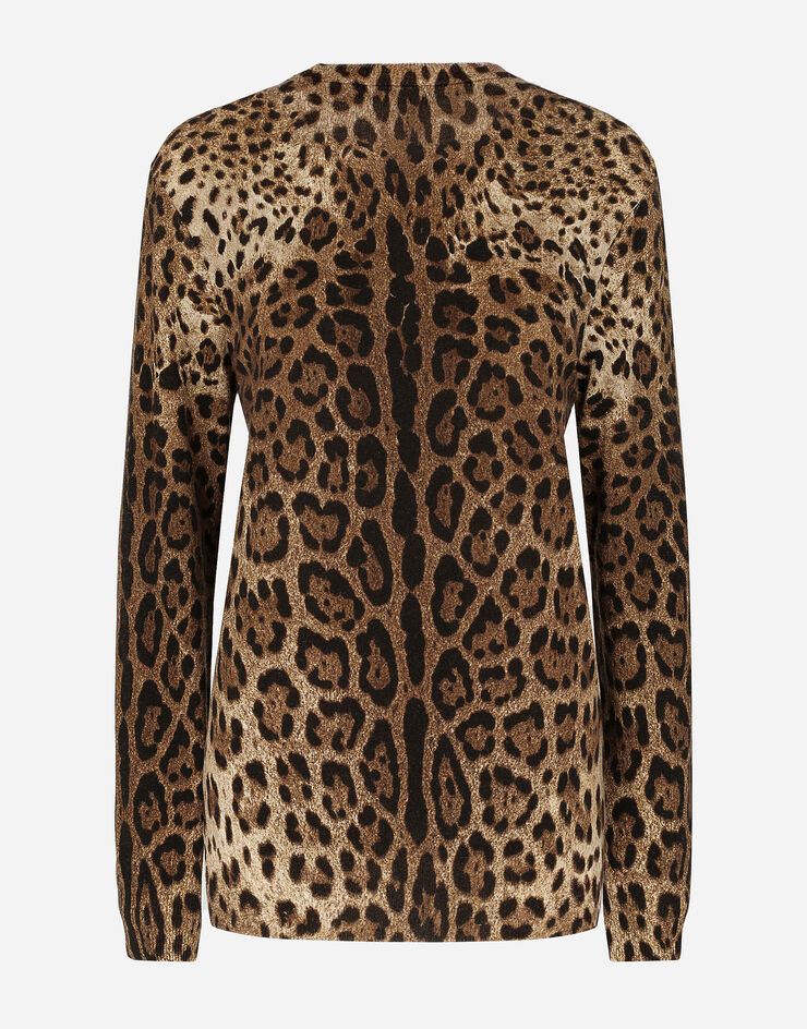 Dolce & Gabbana Maglia in cashmere stampa leopardo Multicolore FX459TJAHGB