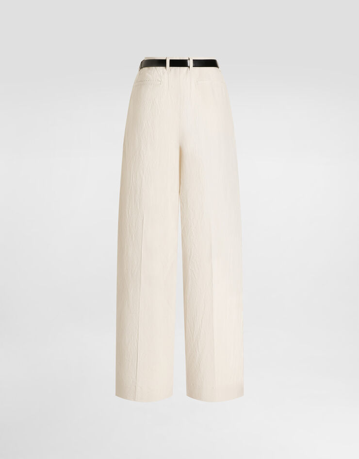 Dolce & Gabbana Rustic cotton and linen canvas trousers White FTDMITFUTDJ