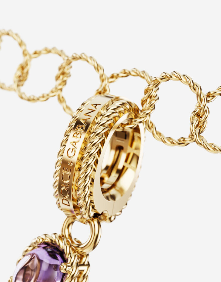 Dolce & Gabbana Подвеска в форме буквы N Rainbow alphabet из желтого золота 18 карат с разноцветными камнями ЗОЛОТОЙ WANR1GWMIXN