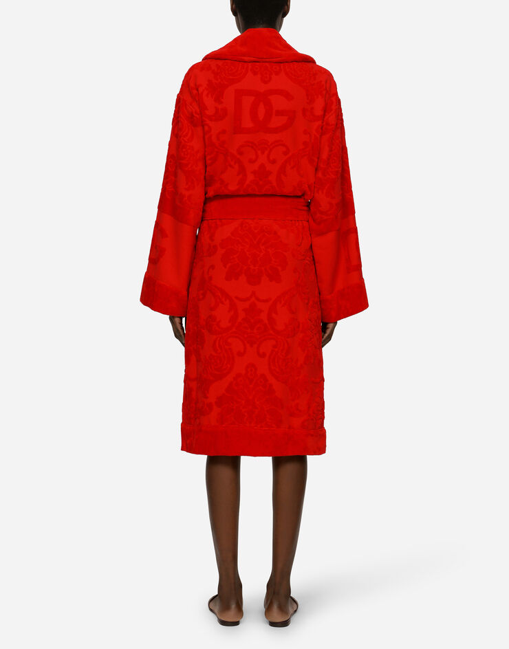 Dolce & Gabbana Bath Robe in Terry Cotton Jacquard Multicolor TCF009TCAGM