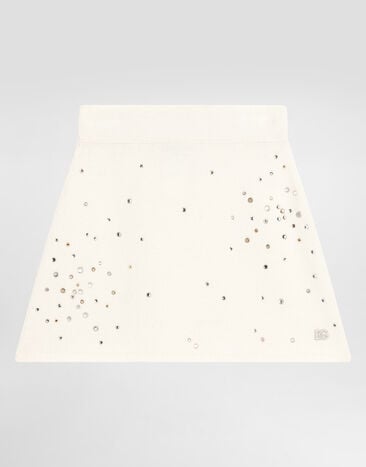 Dolce & Gabbana Knitted skirt with rhinestones Beige L5KI05JDVFB
