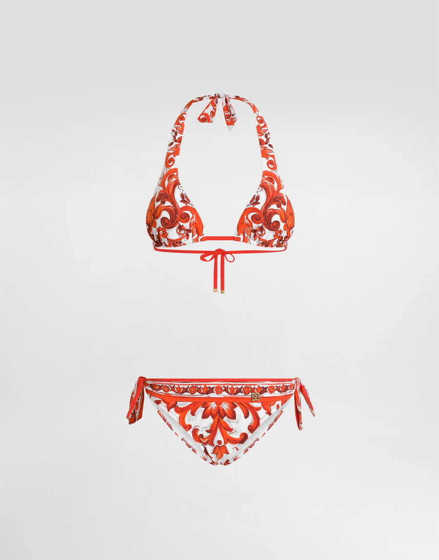 Majolica-print bikini