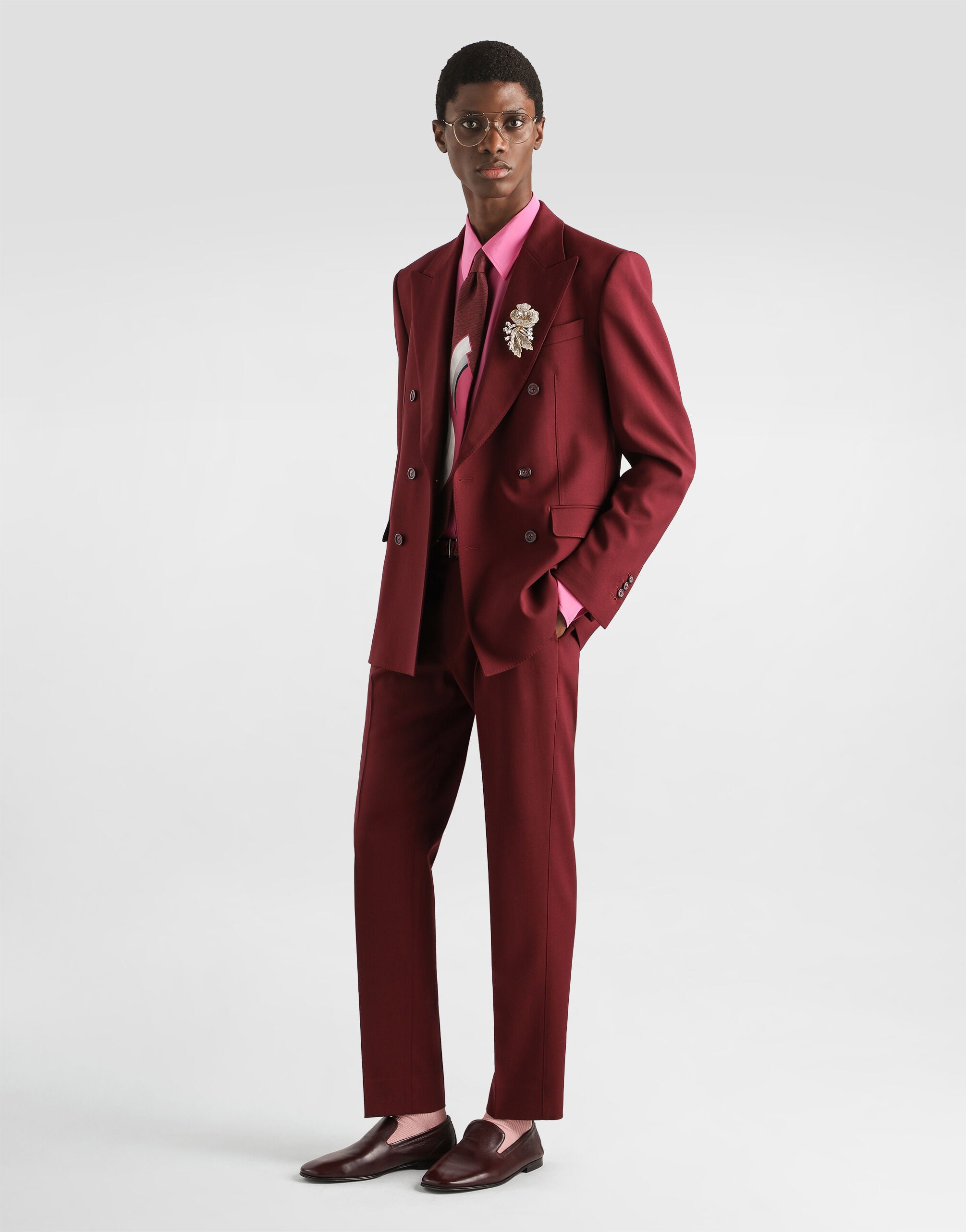 Crêpe de chine martini shirt in Fuchsia for Men | Dolce&Gabbana® US