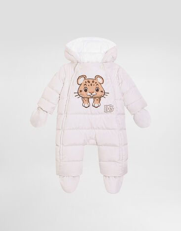 Dolce & Gabbana Padded nylon canvas romper with leopard print Multicolor L1JOBNG7PLI
