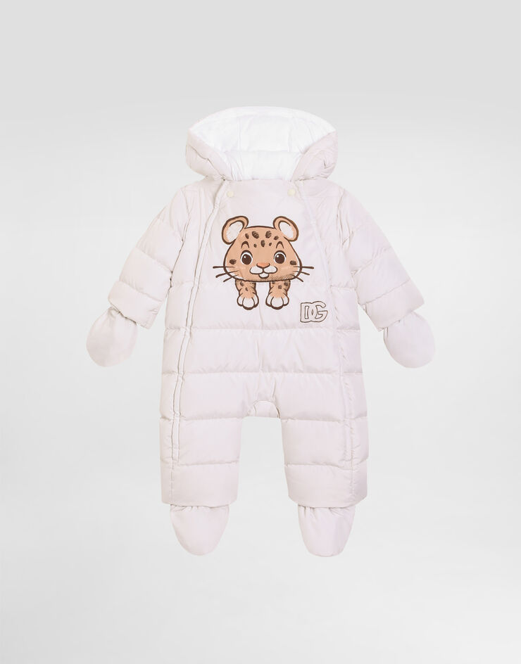 Dolce & Gabbana Padded nylon canvas romper with leopard print Multicolor L1JOBNG7PLI