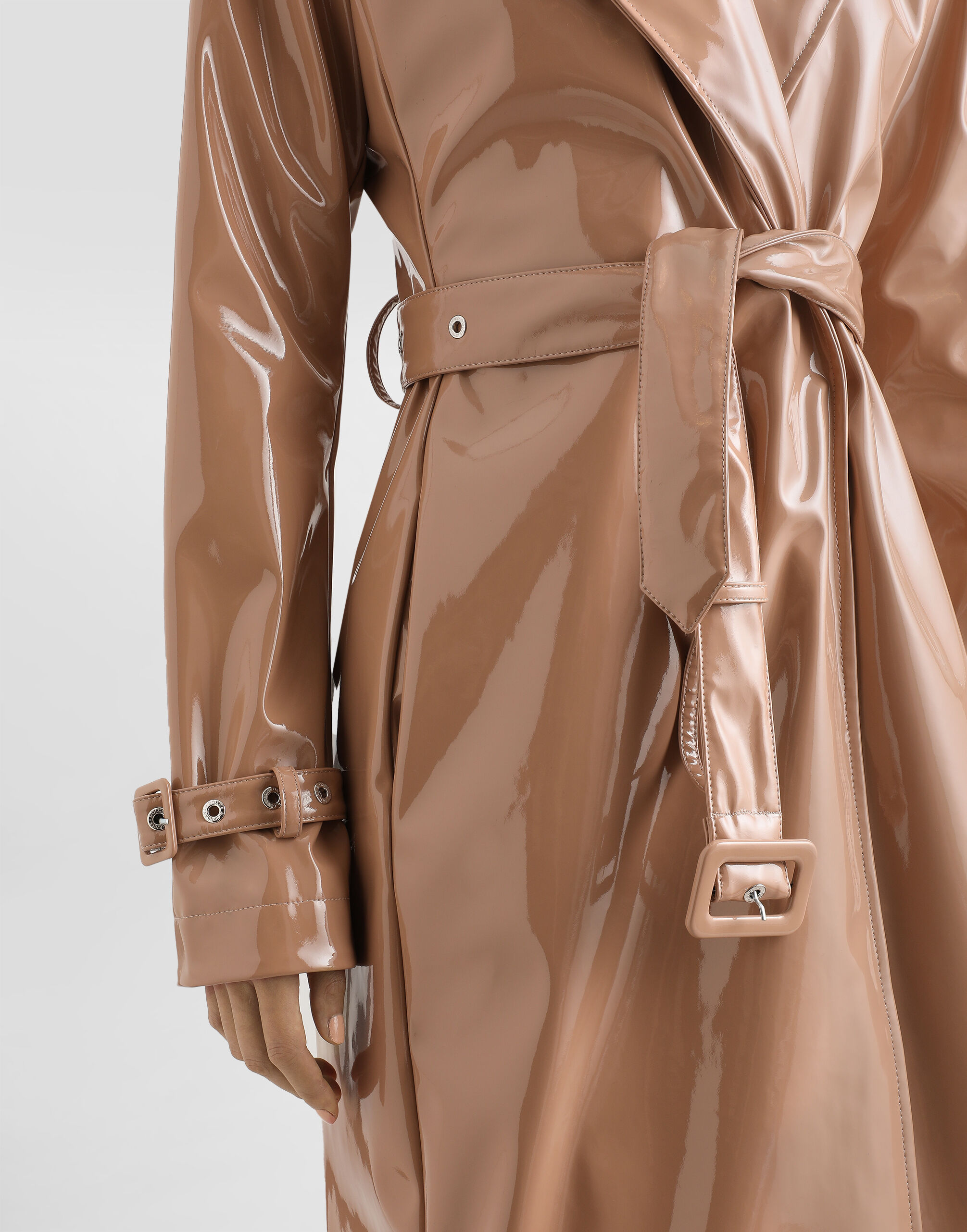 Coated faux leather trench coat in Pale Pink for Women