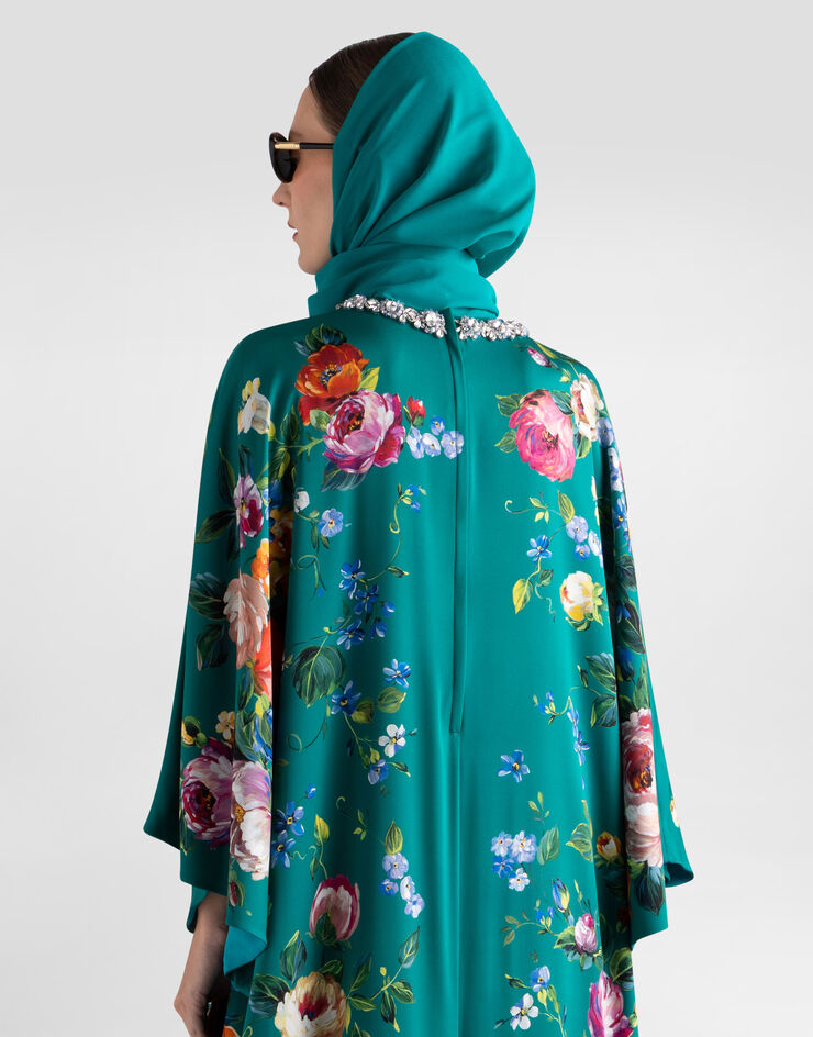 Dolce & Gabbana Rose-print charmeuse kaftan Multicolor I6AA8ZHPAFK