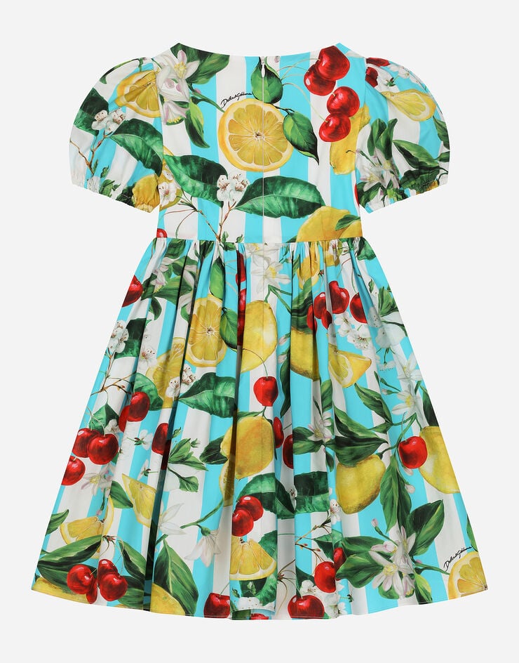 Dolce & Gabbana Kleid aus Popeline Zitronen- und Kirschenprint Drucken L52DY6HS5Q6