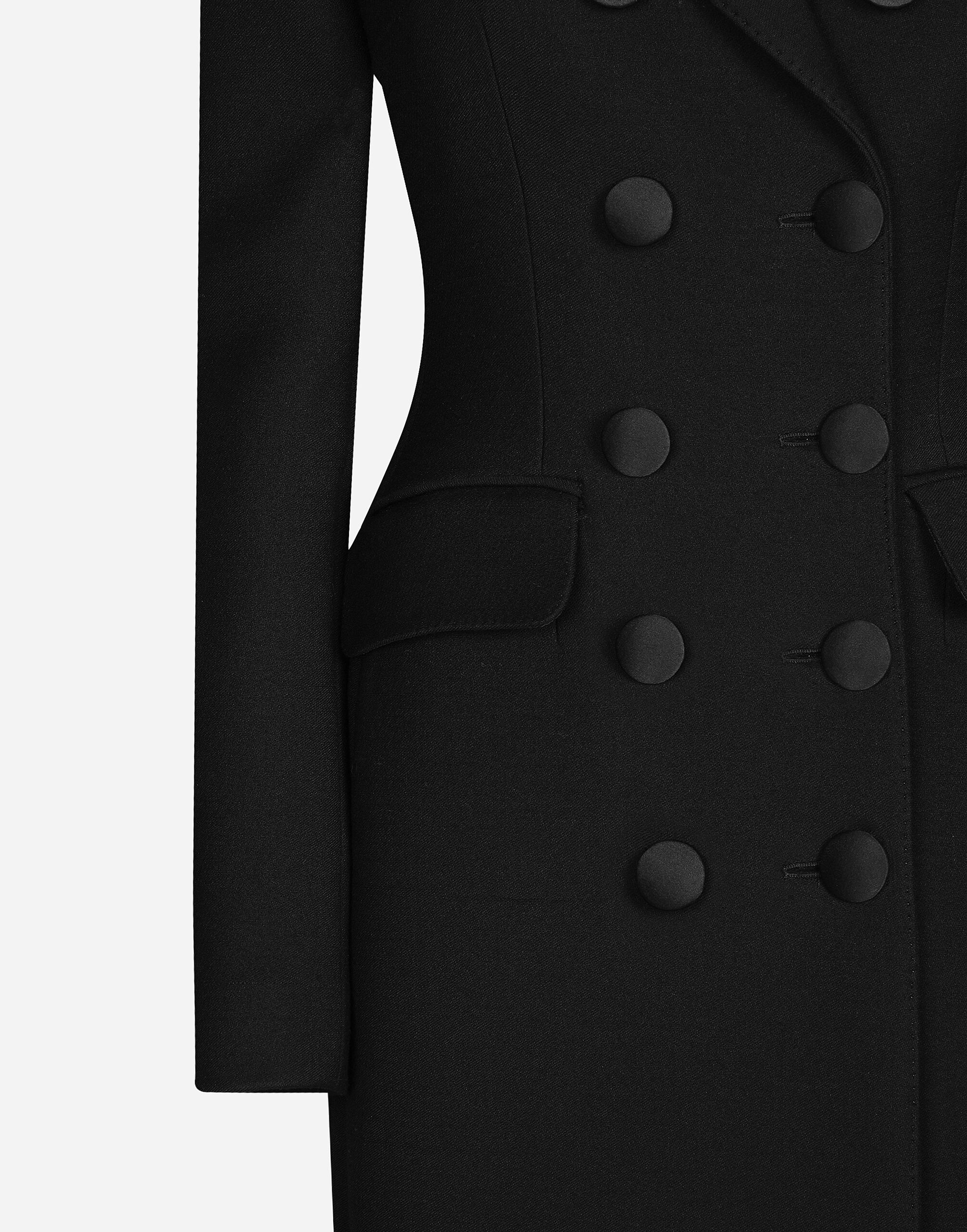 コート DOLCE & GABBANA Woman Coat Black F0W1WTFU2TS N0000 Single-breasted houndstooth check coat with belt in Black