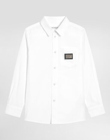 DolceGabbanaSpa Stretch poplin shirt with logo tag White L43S75FUEAJ