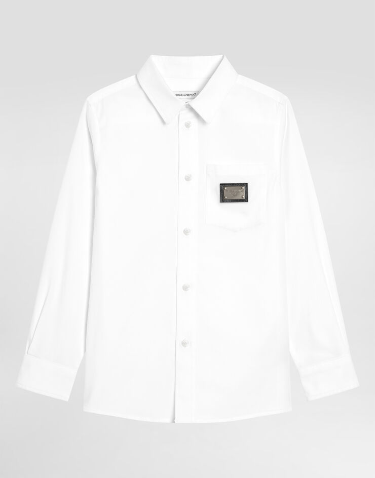 DolceGabbanaSpa Stretch poplin shirt with logo tag White L43S75FUEAJ