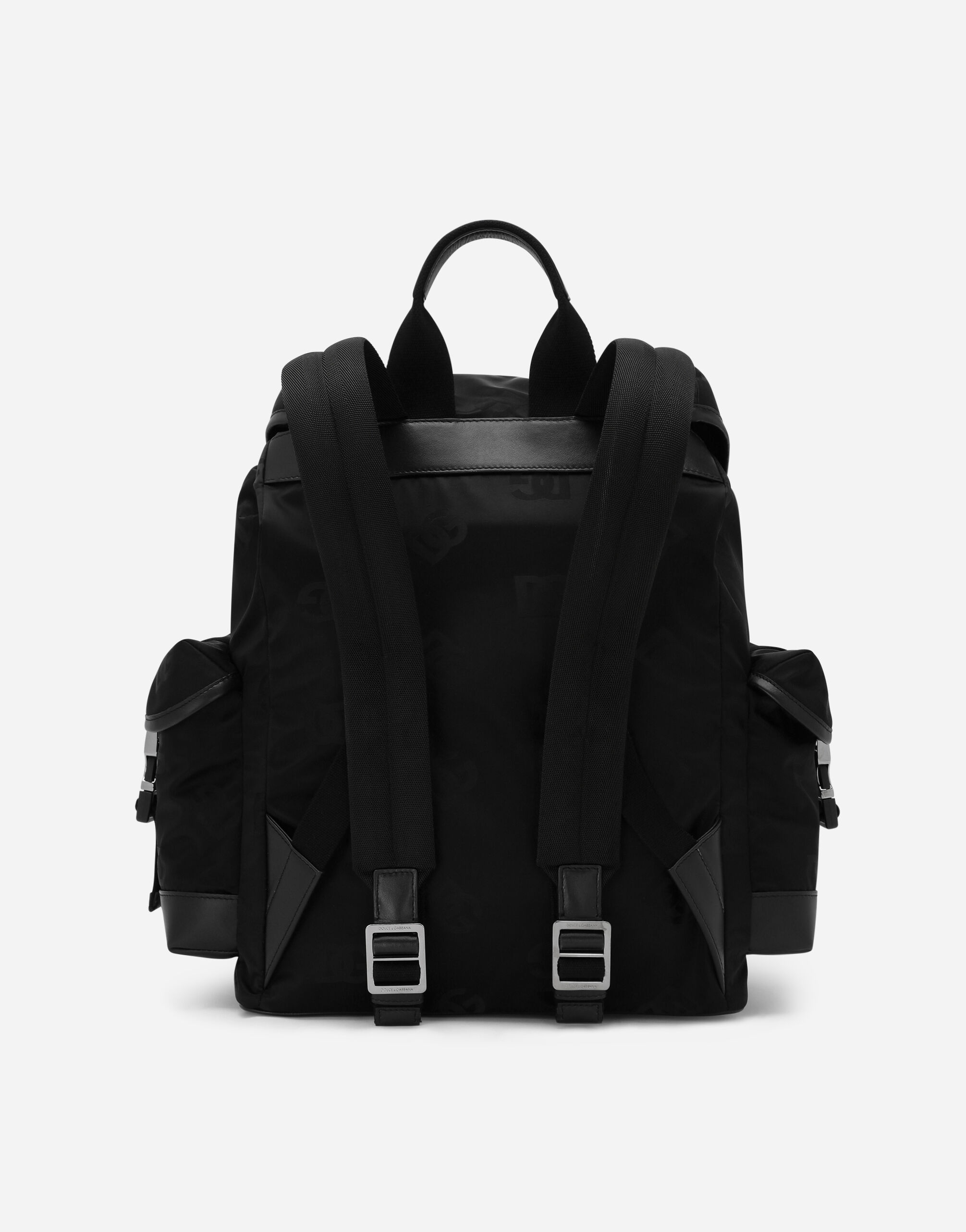 Black calfskin and black nylon backpack with red detailing sales