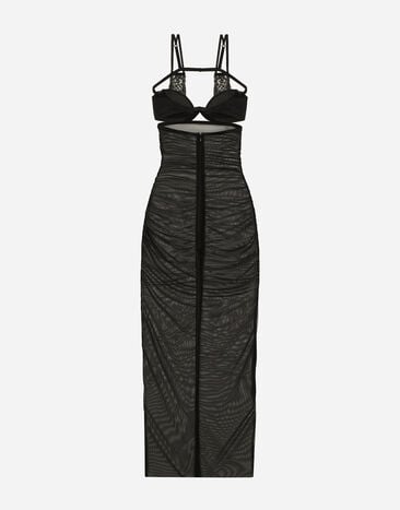 Dolce & Gabbana فستان تول بطول للربلة وتفاصيل كورسيه أسود F6JHFTFLRDA