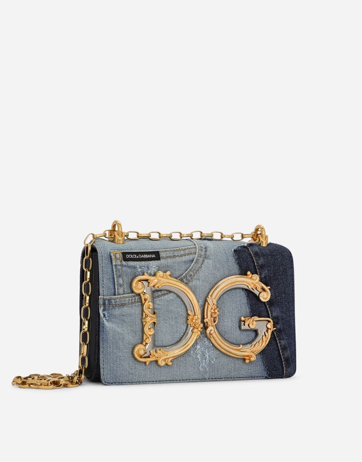 Dolce & Gabbana Tasche DG Girls aus denim-patchwork und glattem kalbsleder BLAU BB6498AO621