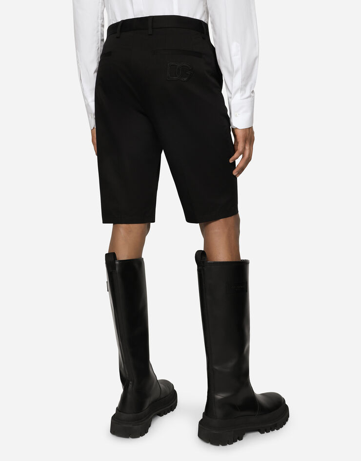 Dolce & Gabbana Bermudas de algodón elástico con parche DG Negro GWRREZGG869