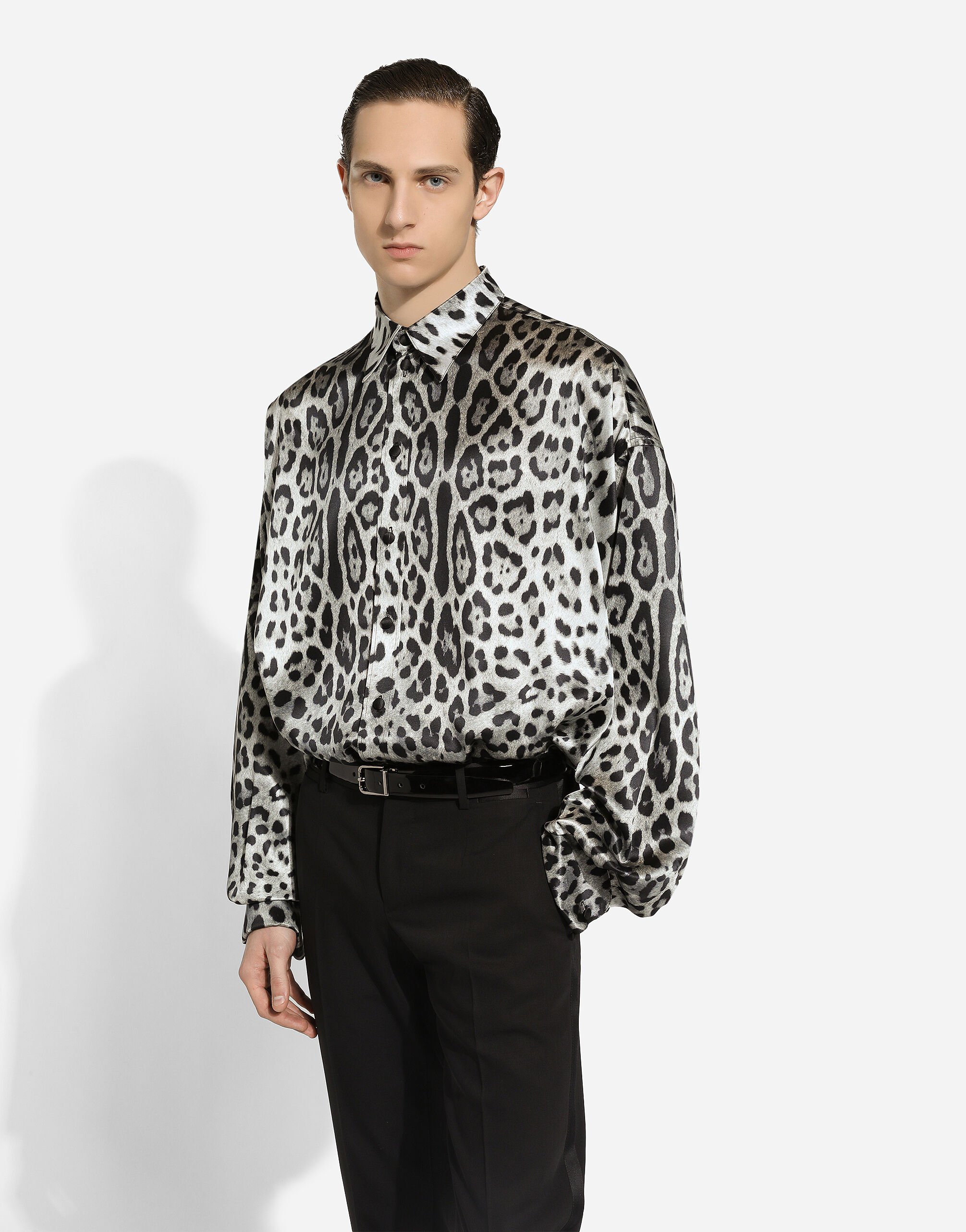 Super oversize leopard print silk shirt in Print for Men Dolce Gabbana