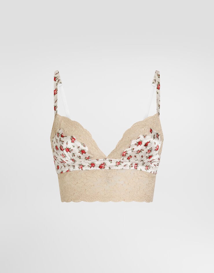 Dolce & Gabbana Small rose-print satin and lace bra Dolce & Gabbana Small rose-print satin and lace bra Multicolor O1C26TON0C6